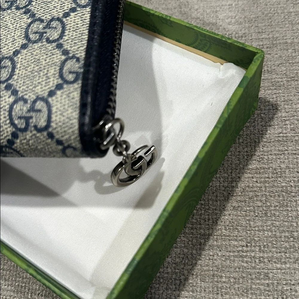 Gucci Blue GG Canvas Zip Wallet - Picture 4 of 5